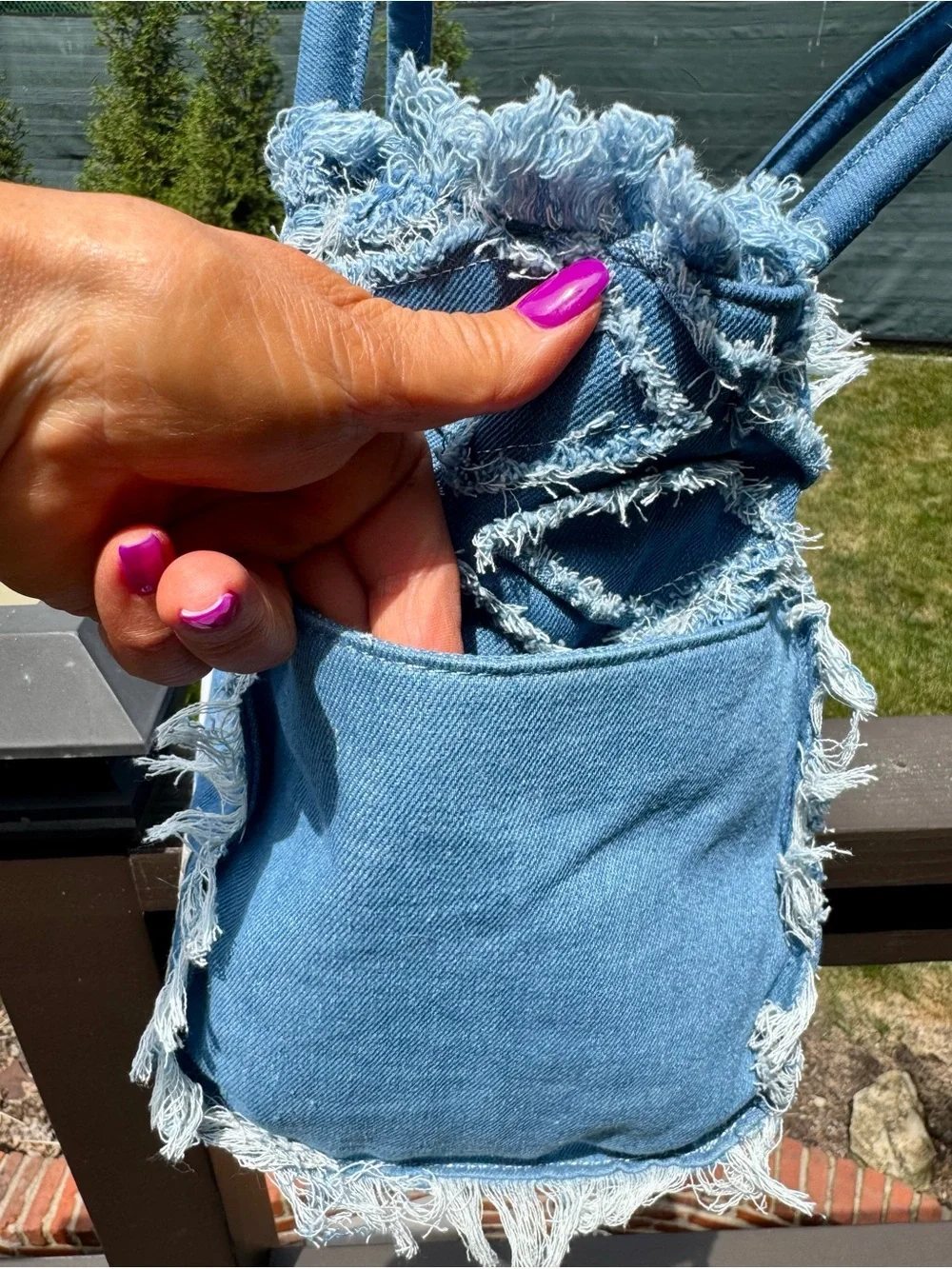 Wildfox Frayed Denim Tote Bag - Blue